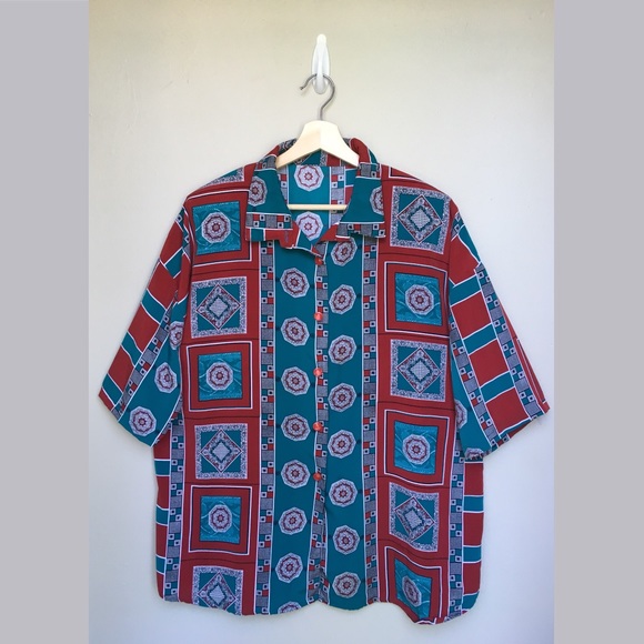 Korean made 100% silk button up - Picture 1 of 7